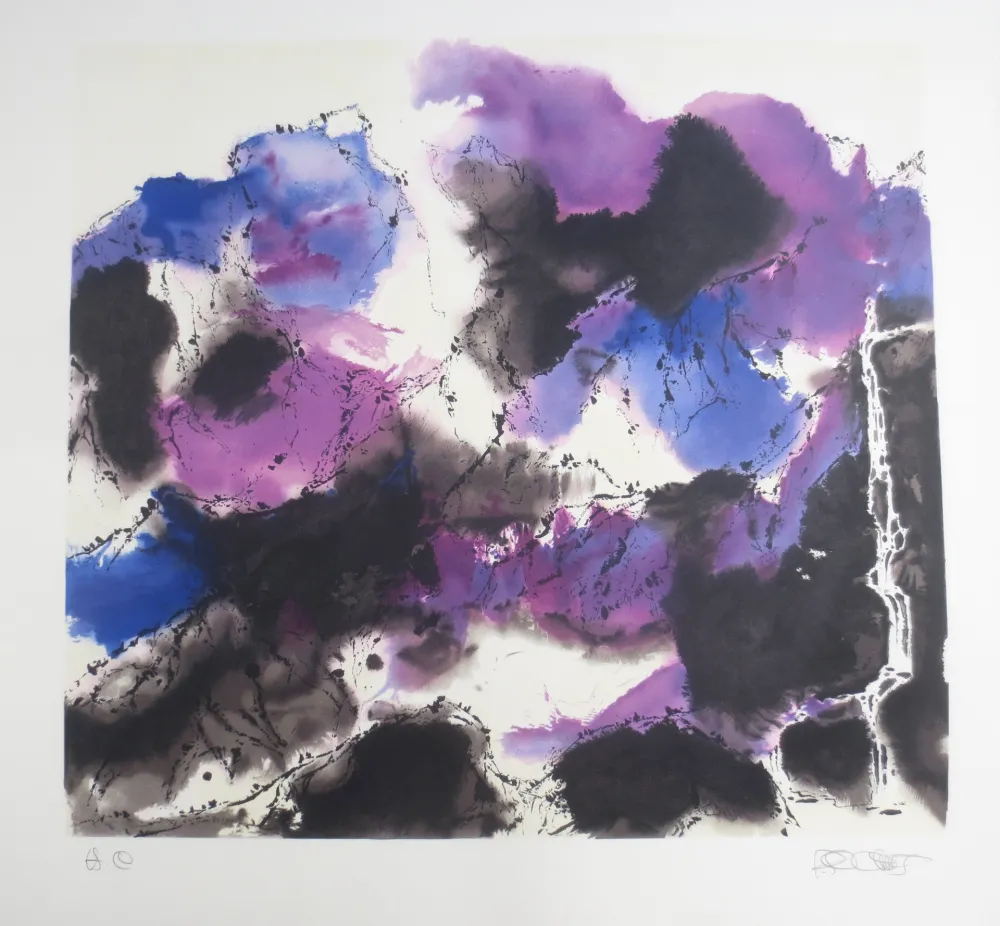 石版画 Po Chung - Autumn mist