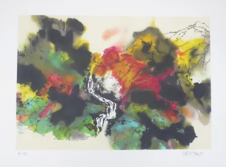 石版画 Po Chung - Leisury encounter beside a stream