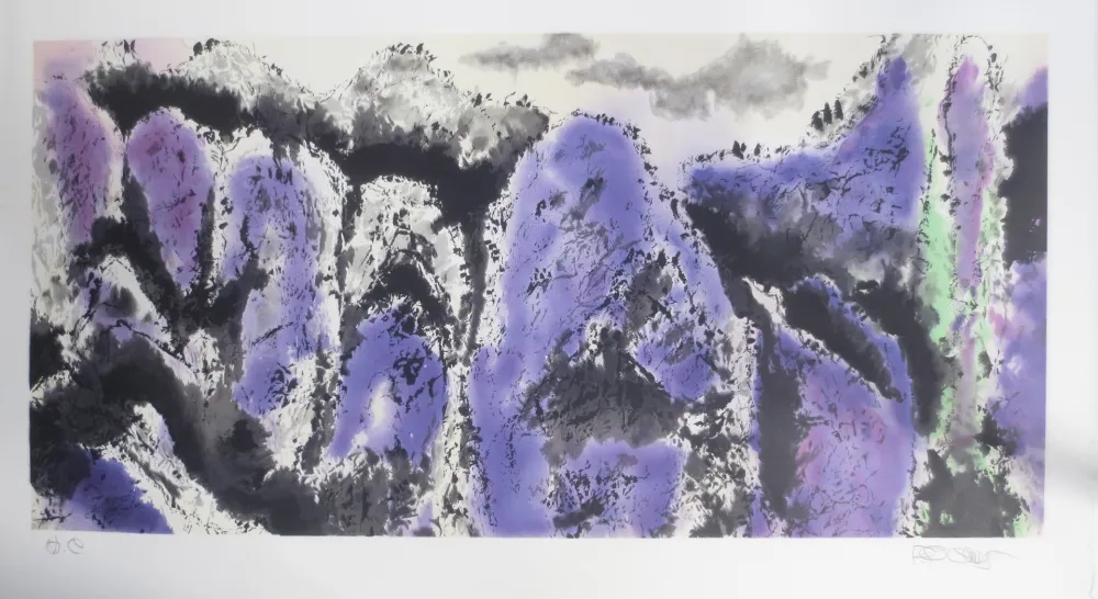 石版画 Po Chung - Prosperous purple