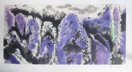 石版画 Po Chung - Prosperous purple