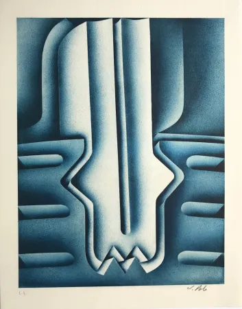 石版画 Poli - Forage en mer