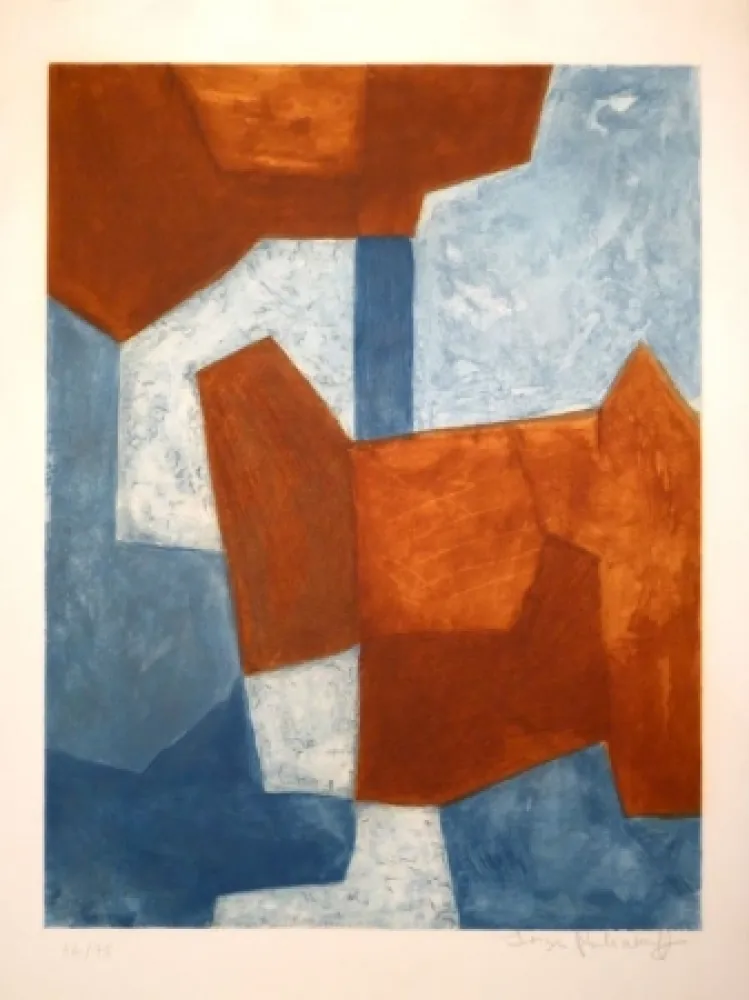 蚀刻飞尘法 Poliakoff - Composition bleue et rouge / Komposition in Blau und Rot