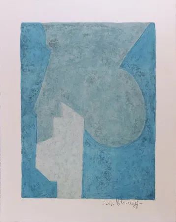 石版画 Poliakoff - Composition Bleue L62 