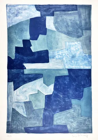 石版画 Poliakoff - Composition bleue L71 