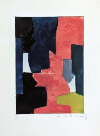 蚀刻飞尘法 Poliakoff - Composition bleue, rouge, verte et noire III 