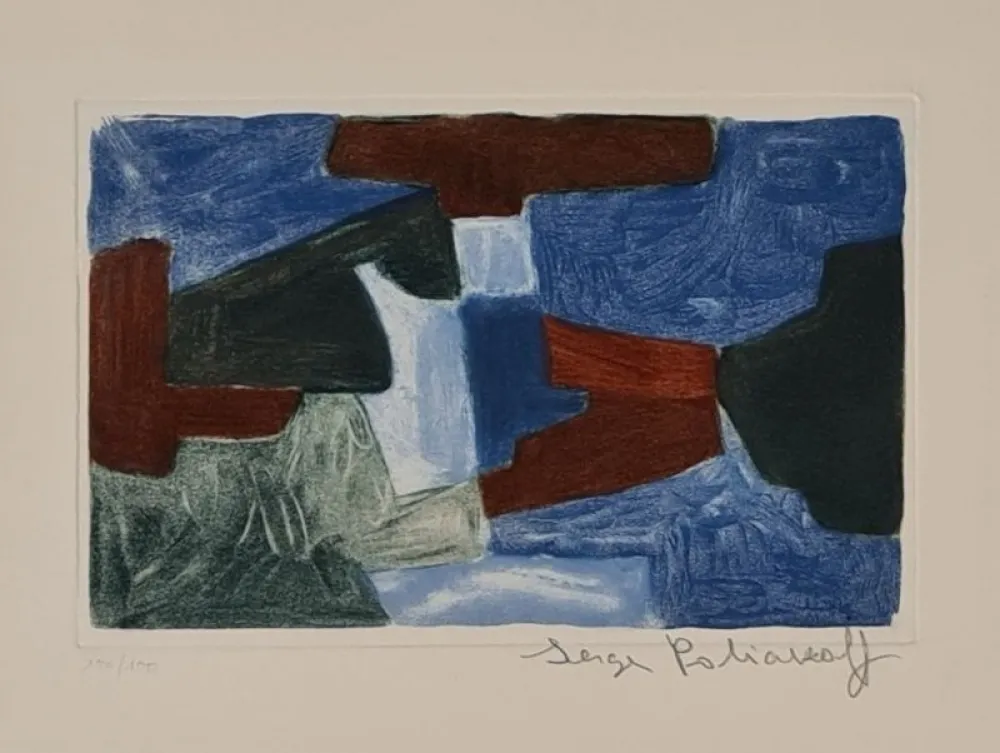 版画 Poliakoff - Composition bleue, verte et brune  XXXIII