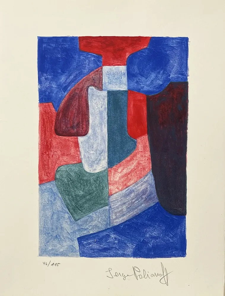 石版画 Poliakoff - Composition bleue, verte et rouge