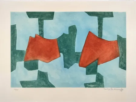 飞尘腐蚀法 Poliakoff - Composition bleue, verte et rouge XXXIV 