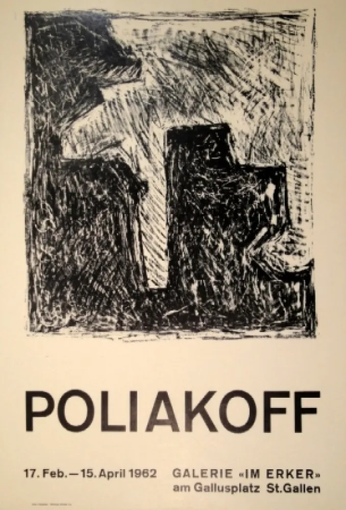 石版画 Poliakoff - Composition en noir et blanche 