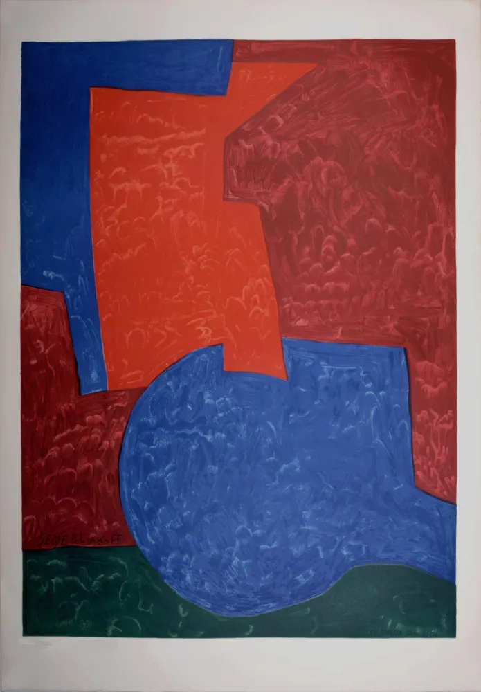 石版画 Poliakoff - Composition in Red, Blue and Green, 1975