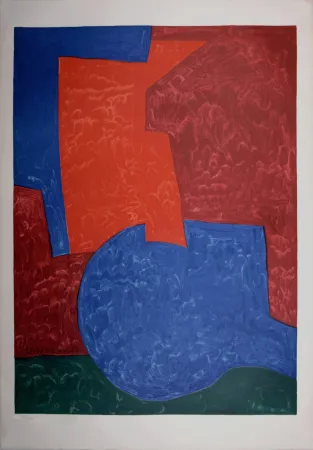 石版画 Poliakoff - Composition in Red, Blue and Green, 1975