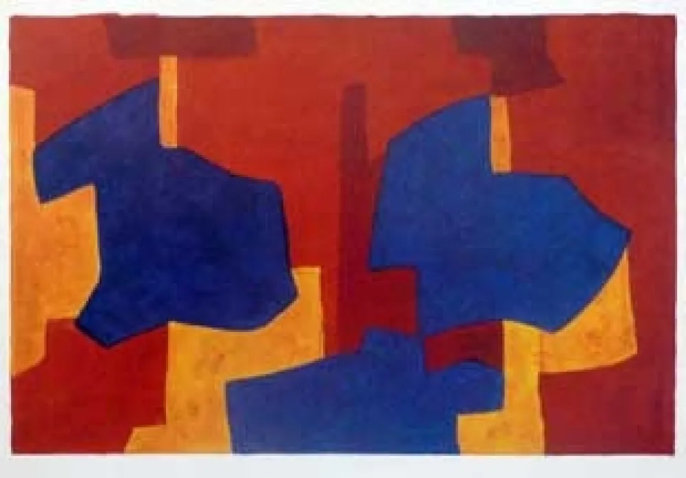 石版画 Poliakoff - Composition jaune bleue et rouge