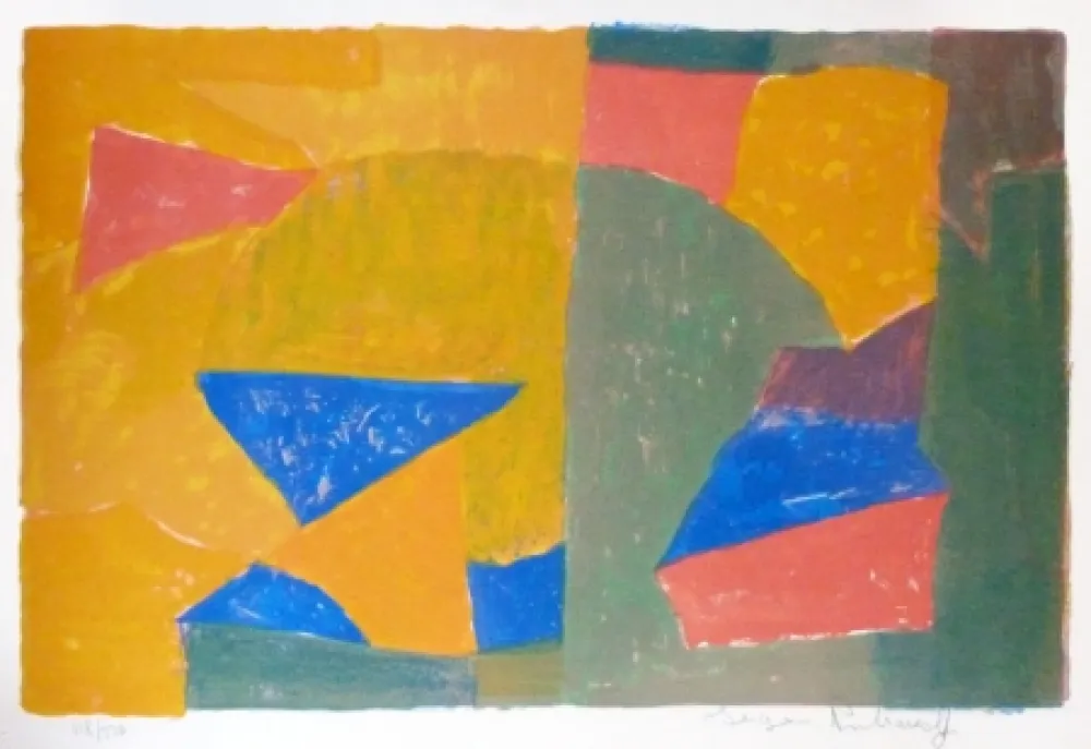 石版画 Poliakoff - Composition jaune, verte, bleue et rouge