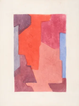 蚀刻飞尘法 Poliakoff - Composition mauve bleue et rouge, Parménide, 1964 (#E)