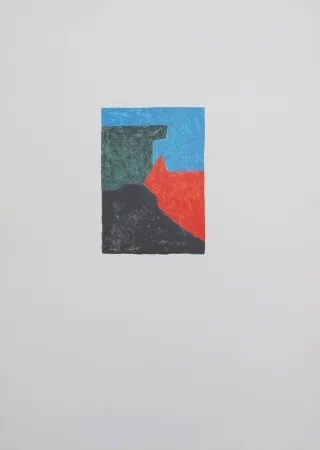 石版画 Poliakoff - Composition noire, bleue et verte