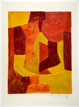 石版画 Poliakoff -  Composition orange L51 