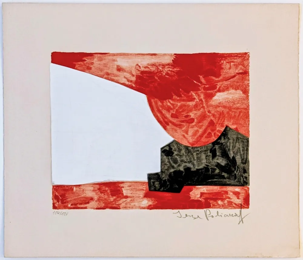 石版画 Poliakoff - Composition rouge, blanche et noire L42 