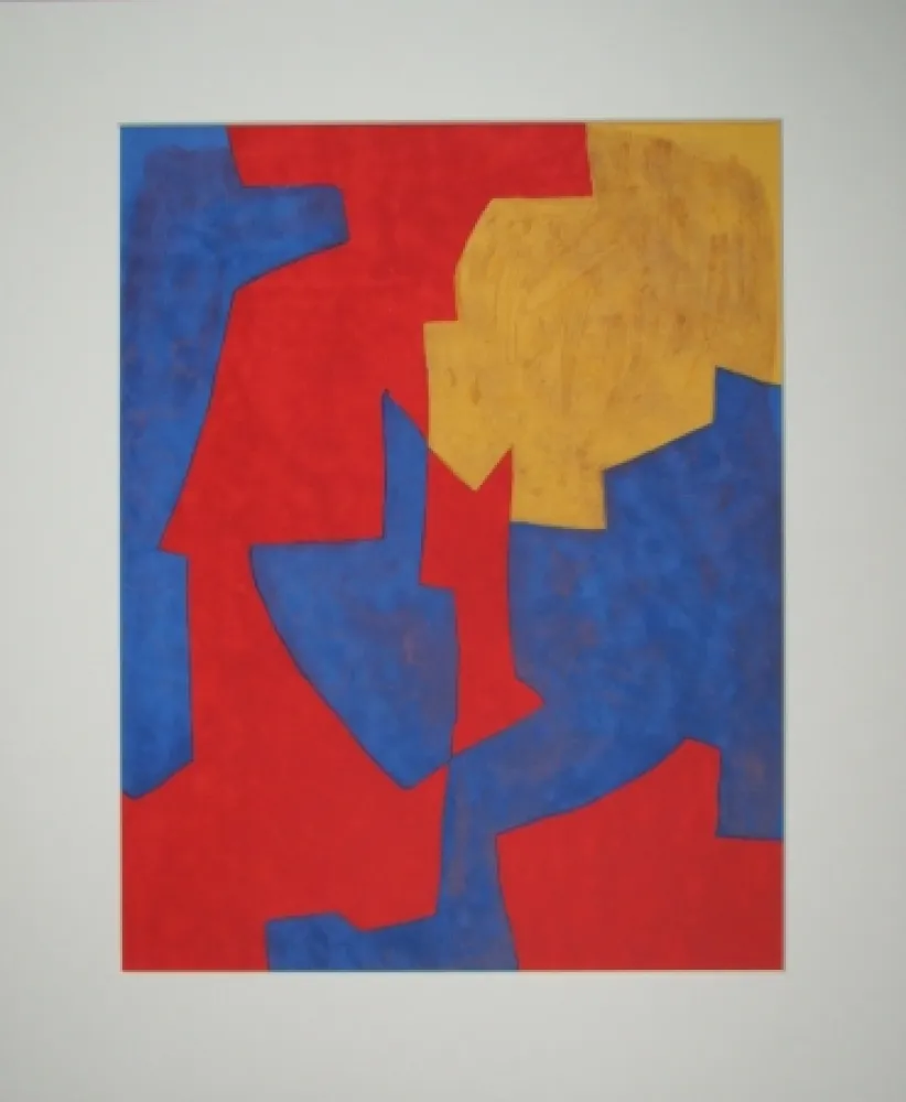 石版画 Poliakoff - Composition rouge, bleue et jaune