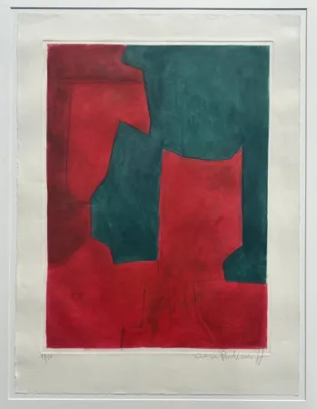 版画 Poliakoff - Composition Rouge et Verte