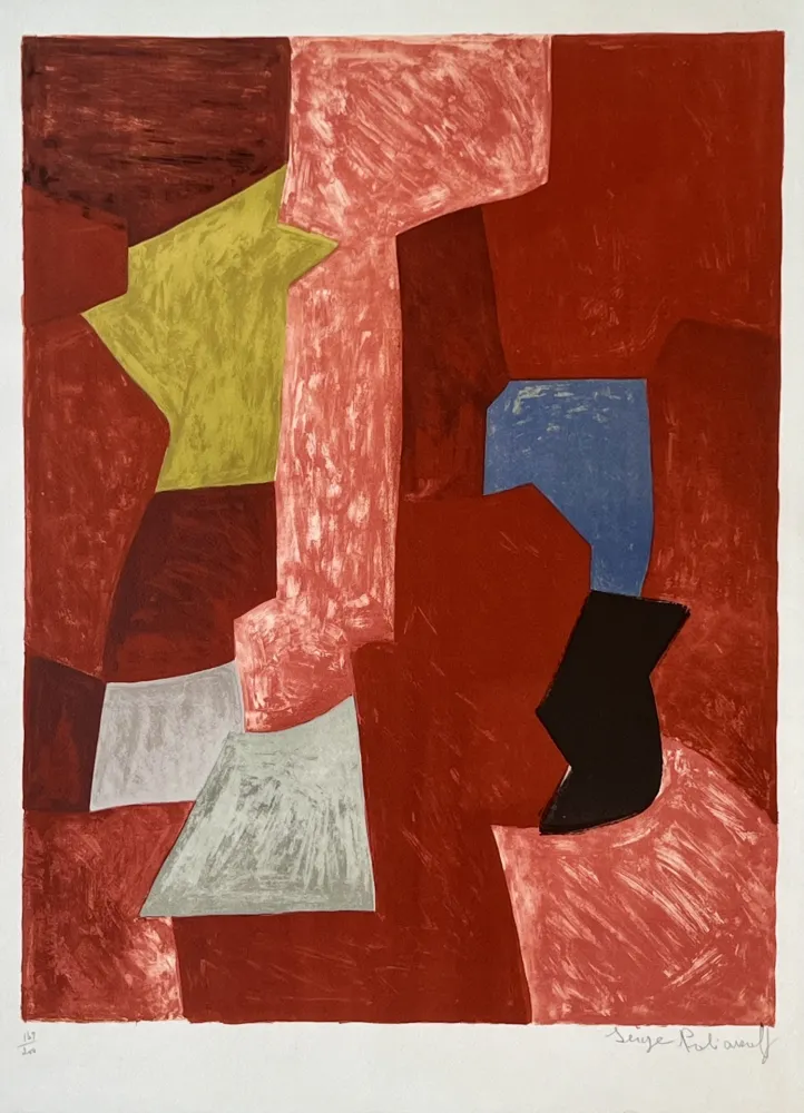 石版画 Poliakoff - Composition rouge, jaune et bleue L13 