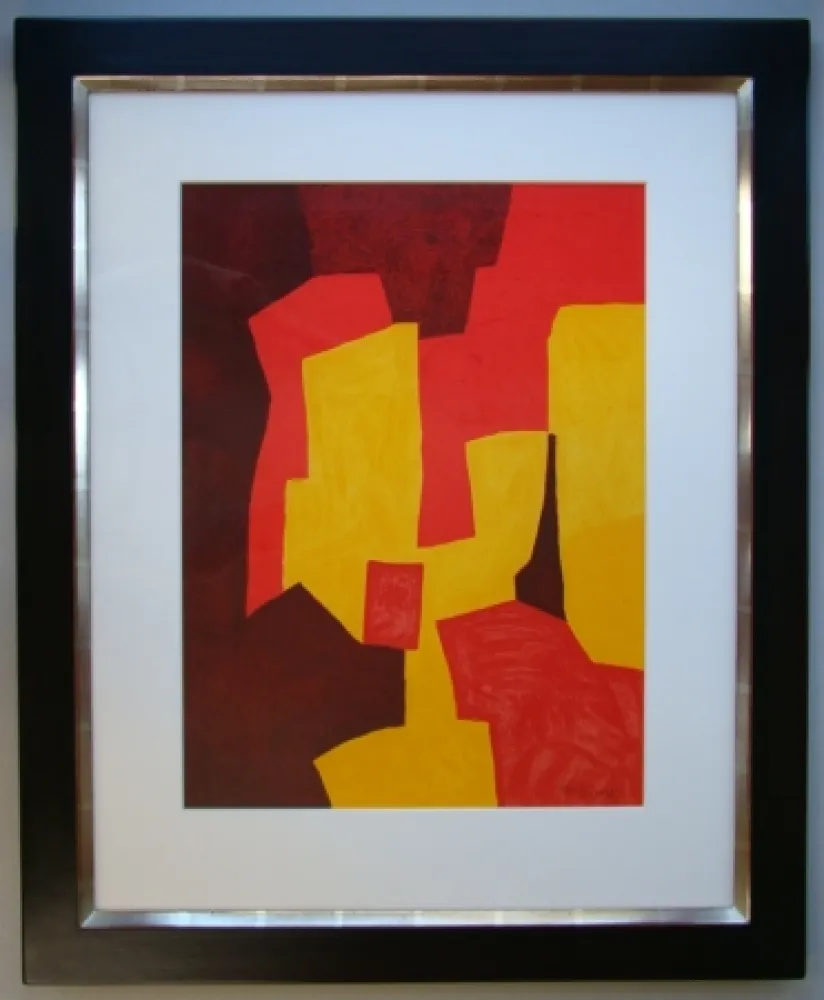 石版画 Poliakoff - Composition rouge, jaune et brune