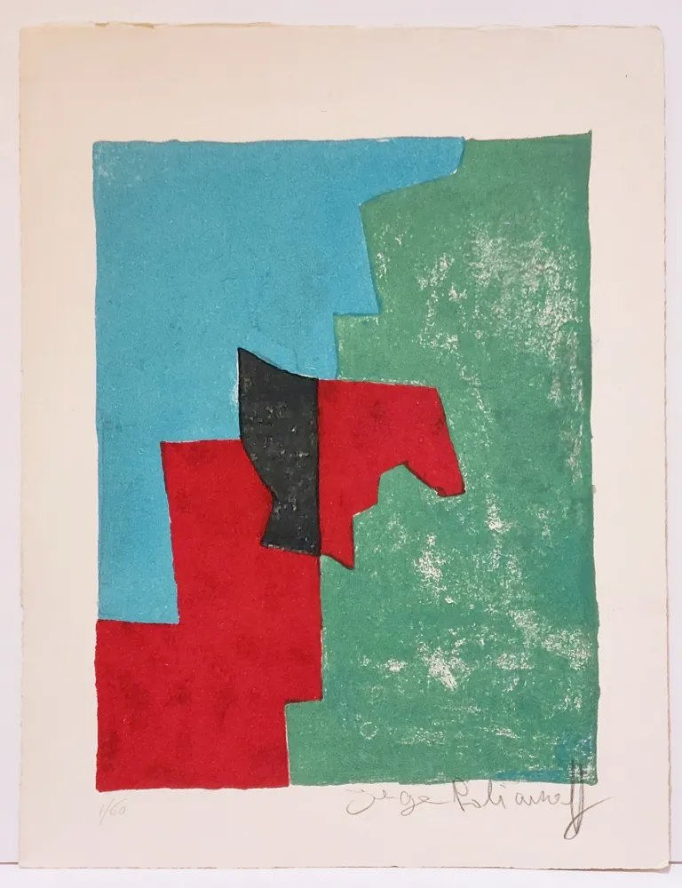 石版画 Poliakoff - Composition rouge, verte et bleue L32 