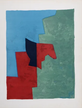 石版画 Poliakoff - Composition rouge, verte et bleue L32, 1961