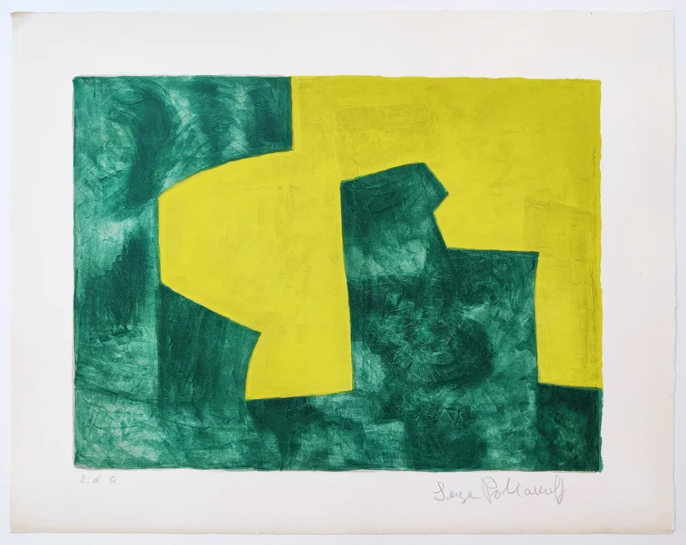 石版画 Poliakoff - Composition verte et jaune L60 