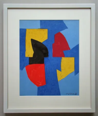 石版画 Poliakoff - Compsition bleue, rouge et jaune