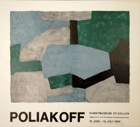 石版画 Poliakoff - Komposition in Grau, Grün und Blau / Composition grise, verte et bleu / Composition in grey, green and blue