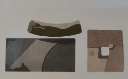 蚀刻飞尘法 Pomodoro - Composizione con tre forme in nero