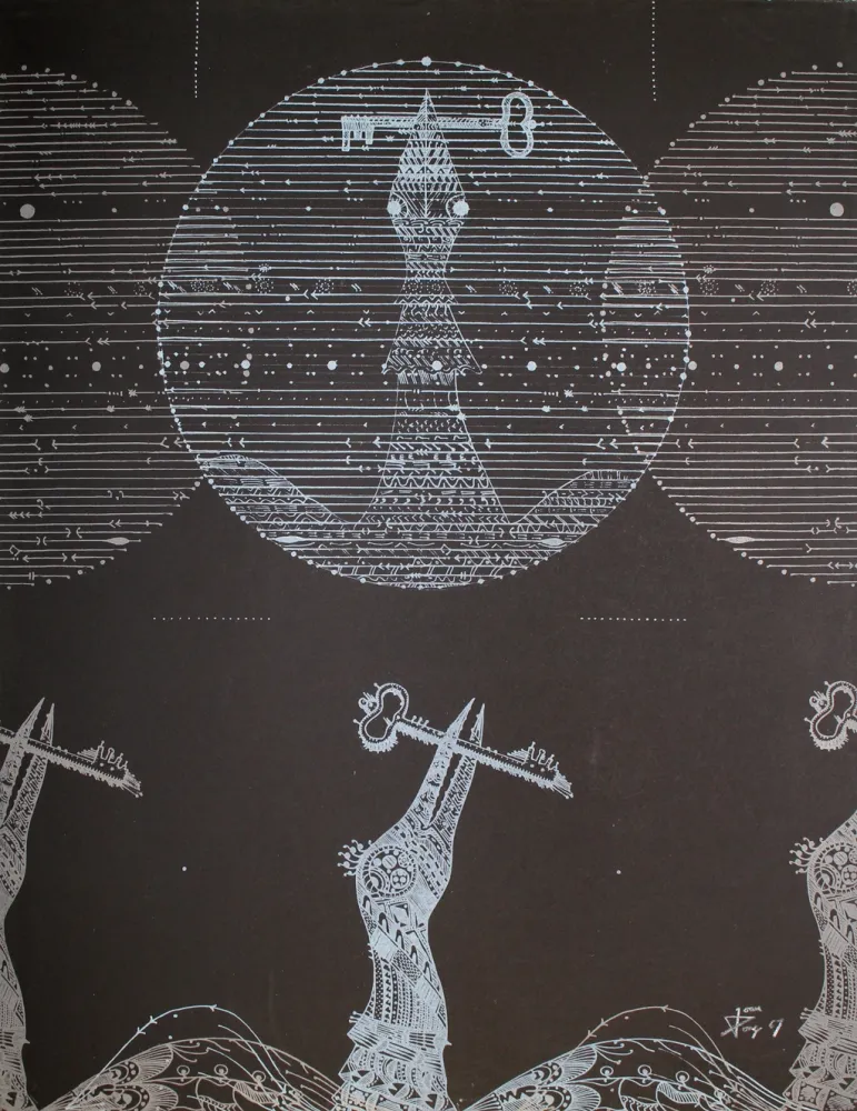 石版画 Ponç - Vögel und Schlüssel (Birds and Key)