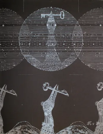 石版画 Ponç - Vögel und Schlüssel (Birds and Key)