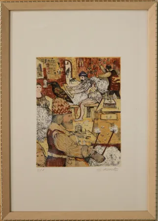 石版画 Possenti - La cardatura