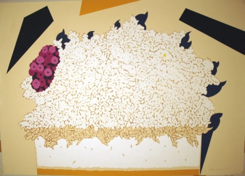 丝网印刷 Pozzati - Fiori bianchi