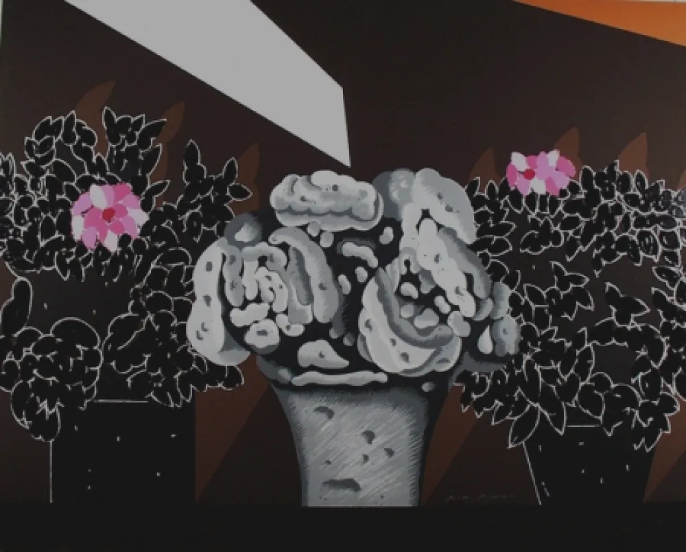 丝网印刷 Pozzati - Fiori neri