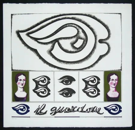 版画 Pozzati - Il guardone