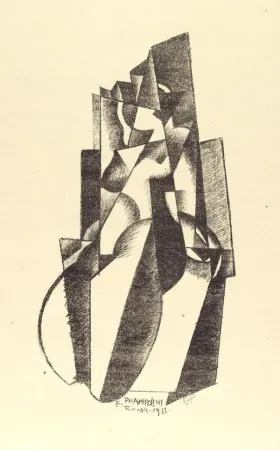 石版画 Prampolini - Figur in Bewegung 
