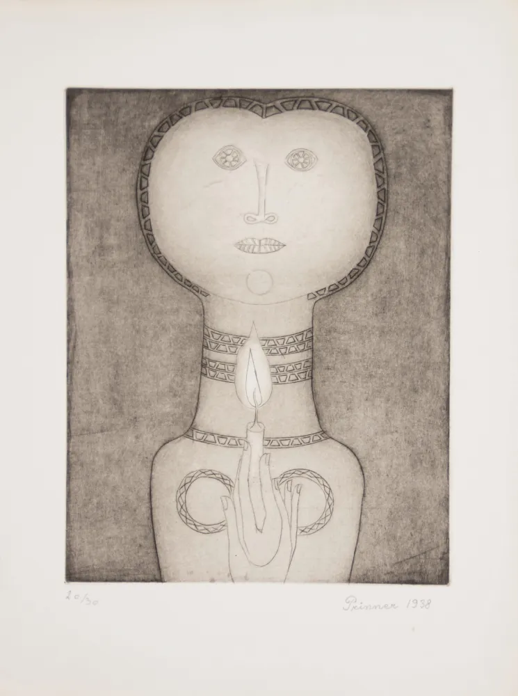 蚀刻版画 Prinner - Femme à la Bougie.