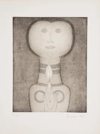 蚀刻版画 Prinner - Femme à la Bougie.