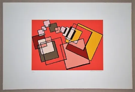 石版画 Radice - Compositione astratta rosa