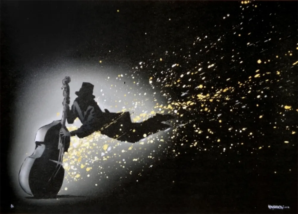 石版画 Random - Blowing in the wind (black hand finished)