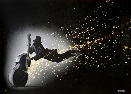 石版画 Random - Blowing in the wind (black hand finished)