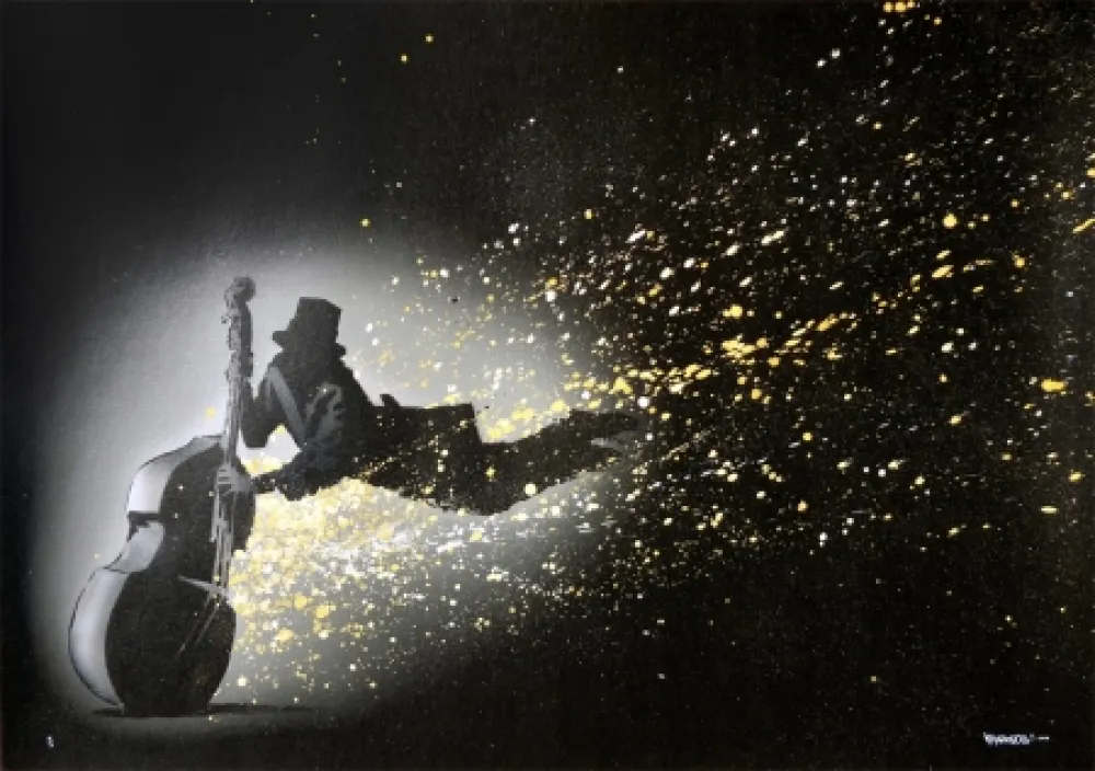 石版画 Random - Blowing in the wind (black hand finished XL)