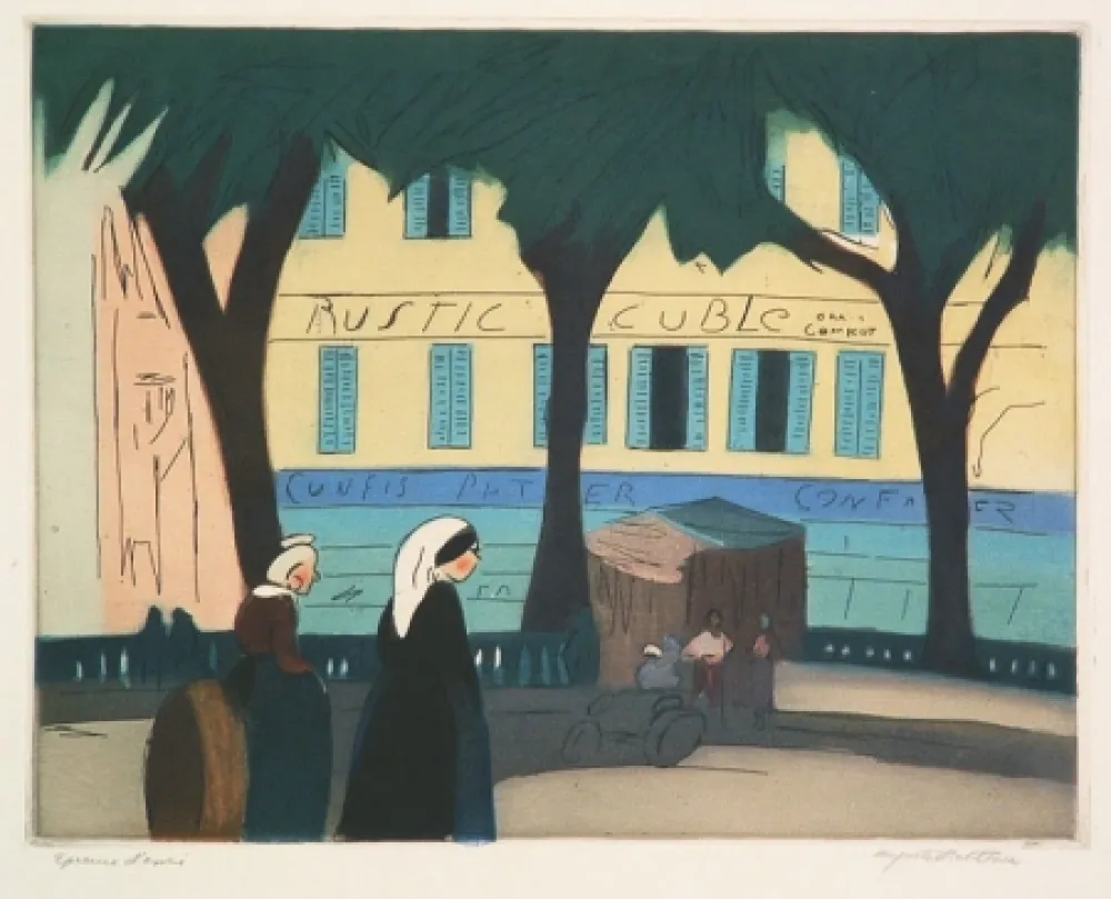 版画 Rathbone - Marche de Nice