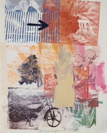 石版画 Rauschenberg - Untitled (Arrow)