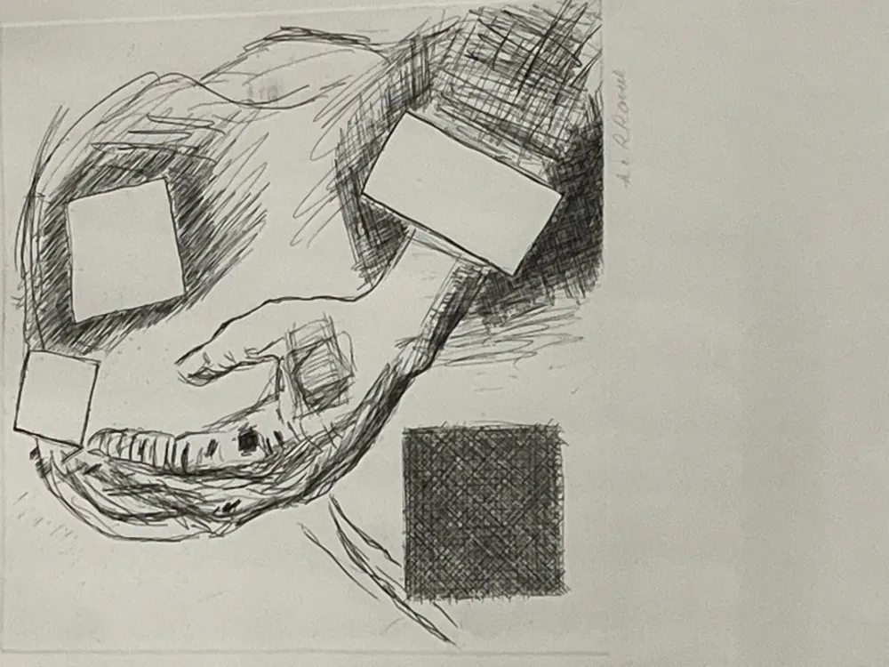 版画 Raveel - Hand en bevierkante kop