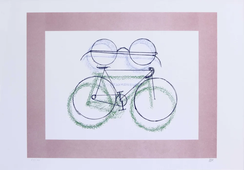 石版画 Ray - BICICLETTA CON OCCHIALI