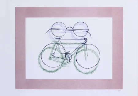 石版画 Ray - BICICLETTA CON OCCHIALI