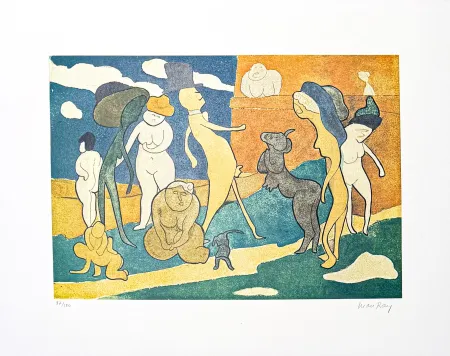 石版画 Ray - Man Ray (1890–1976) - Premier Promenade - color lithograph on paper - 1960